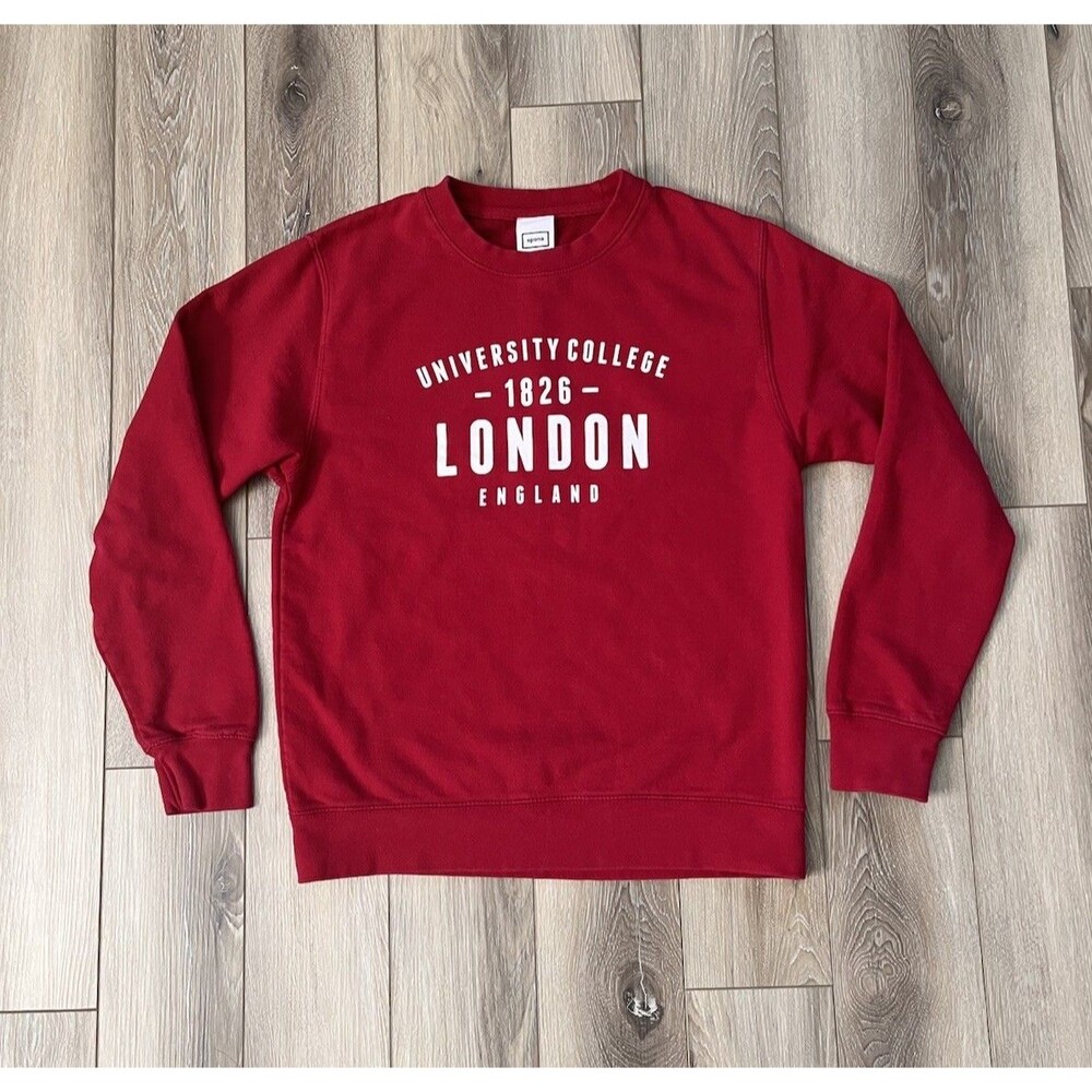 University College London England Red Crewneck Fleece Sweatshirt Mens Sz Small